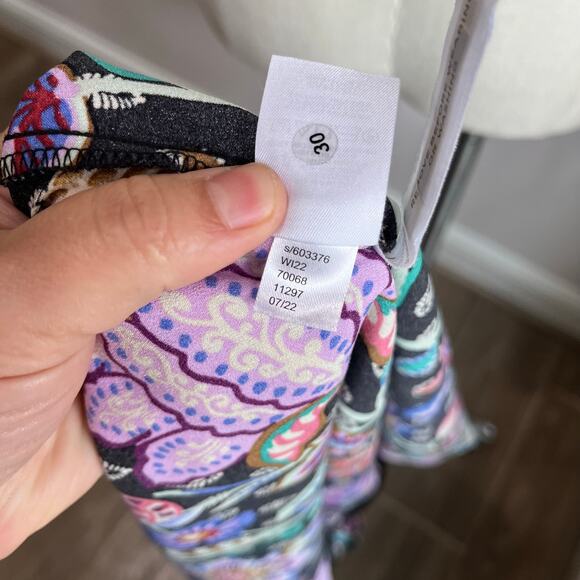 Loft Black Floral Mock Neck Long Sleeve Babydoll Dress Size 10 Petite - Picture 10 of 11